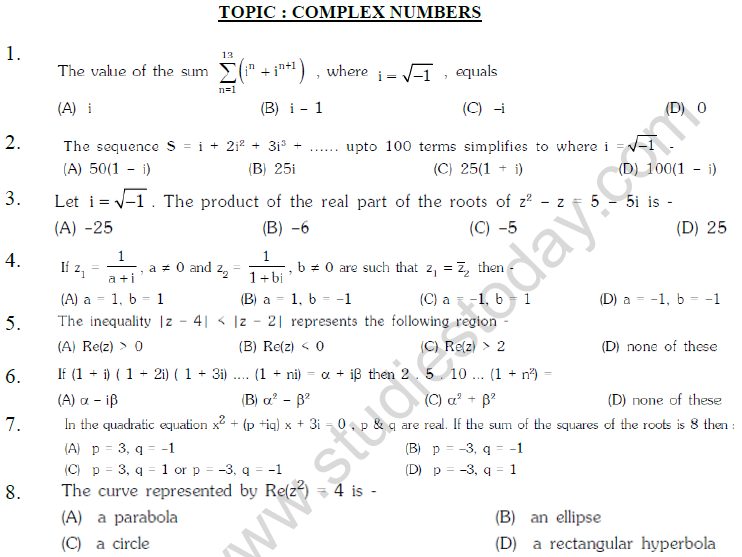 jee-mathematics-complex-numbers-mcqs-set-b-multiple-choice-questions
